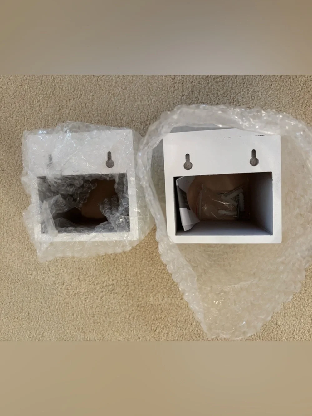 NIB Set of 2 White Floating Wall Cubes $65 - Never Opened!